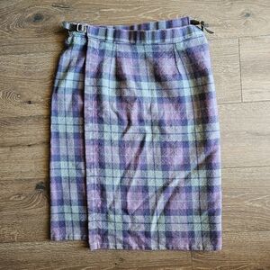 James Pringle Weavers Made In Scotland Plaid Wool Straight Pencil Skirt
